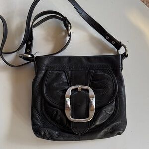 Black leather crossbody bag purse with wallet